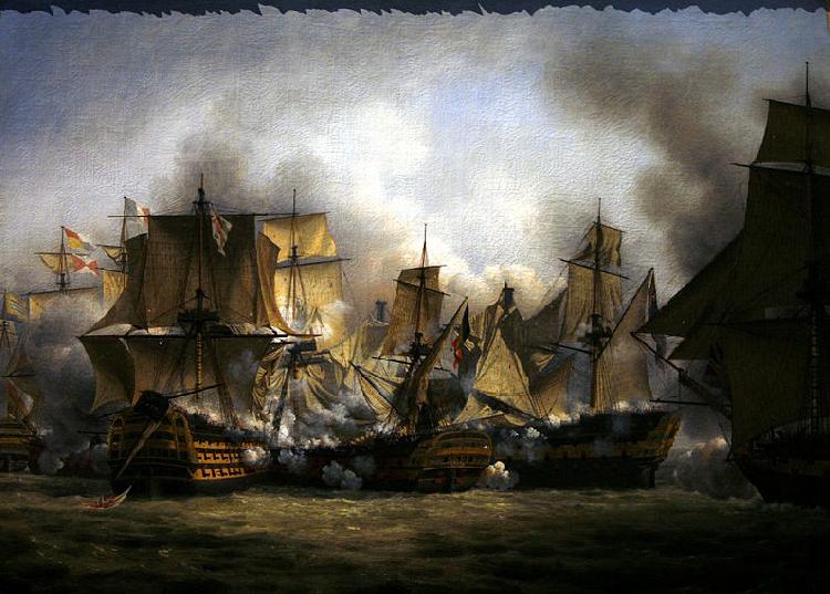 Louis-Philippe Crepin The Redoutable at the battle of Trafalgar oil painting image